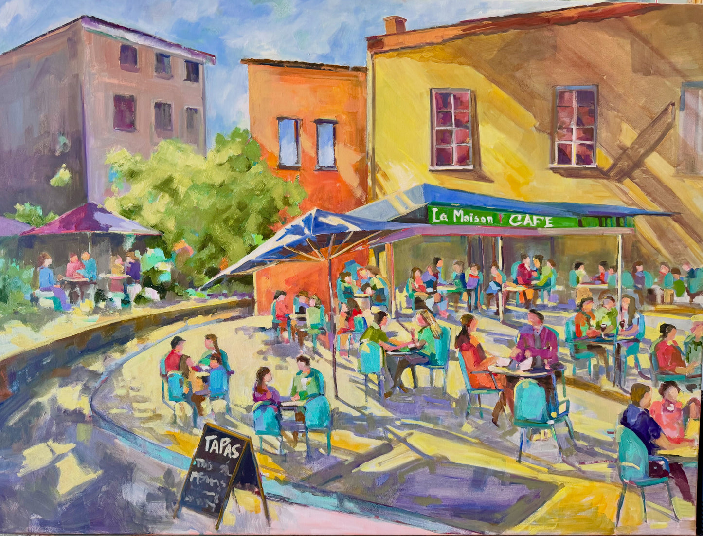 Cafe in Dappled Sun, 50 x 38
