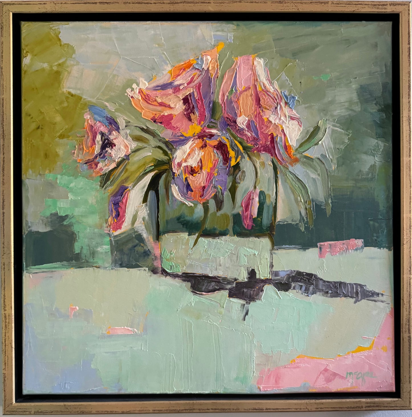 "Pinks", 22" x 22"